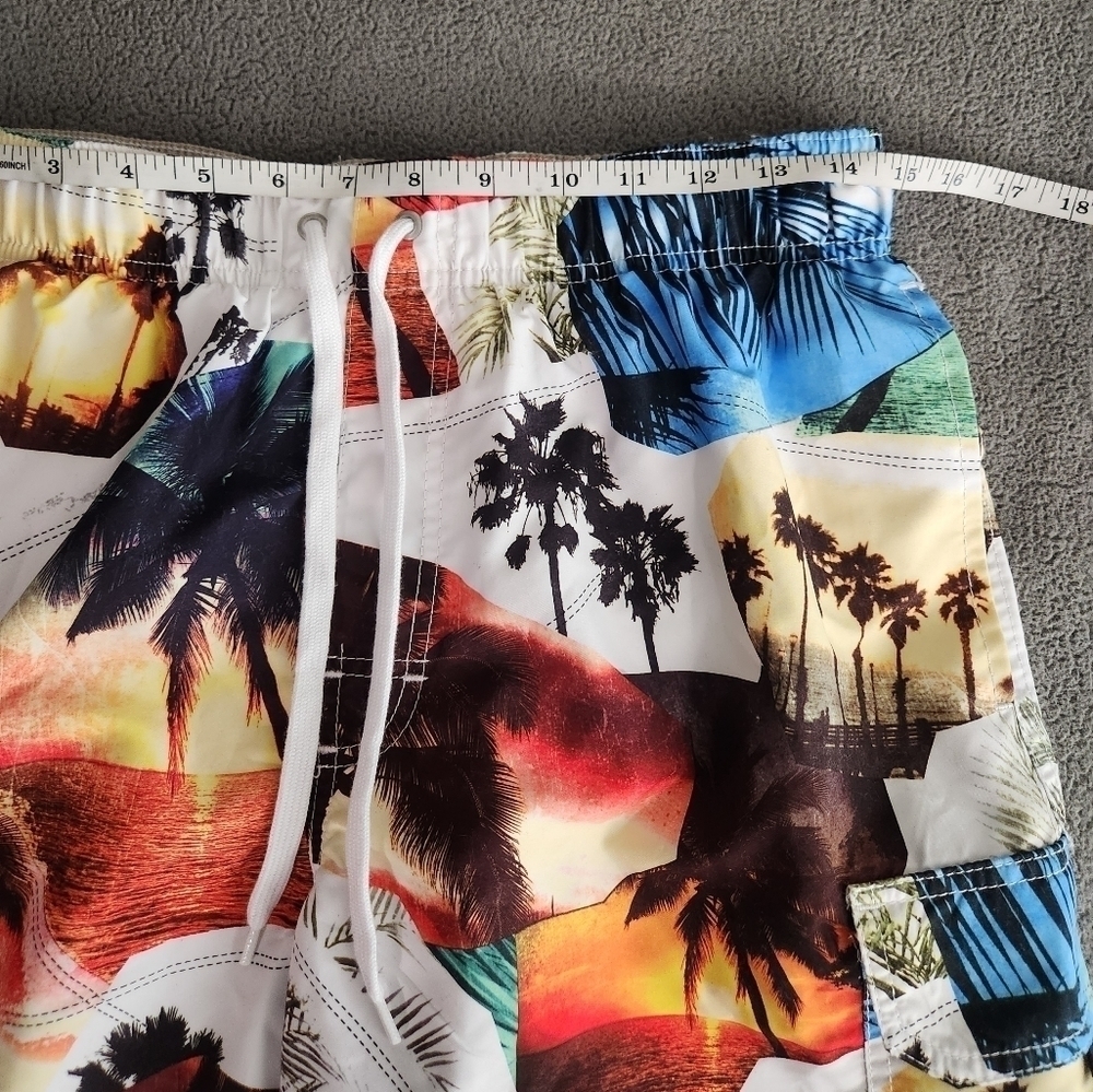 Croft & Barrow Swim Trucks Mens Medium Palm Tree Beach Summer - Picture 6 of 7